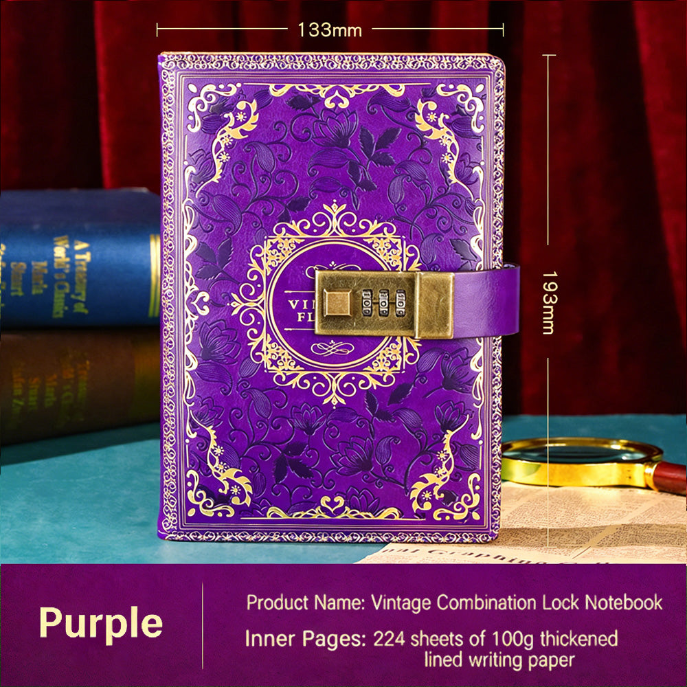 š„Password-protected lockable diary/simple notebook/European retro style journal/notebook - thickened