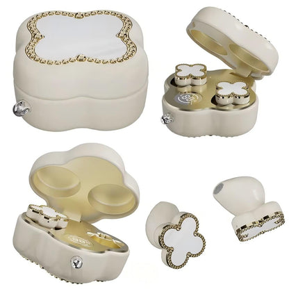 🔥 AQA® Four-Leaf Clover AI Translator Wireless Earbuds 🎀 Earphones/Translator/Earrings/Necklaces 4 in 1 🌸 Perfect Gift 🎁