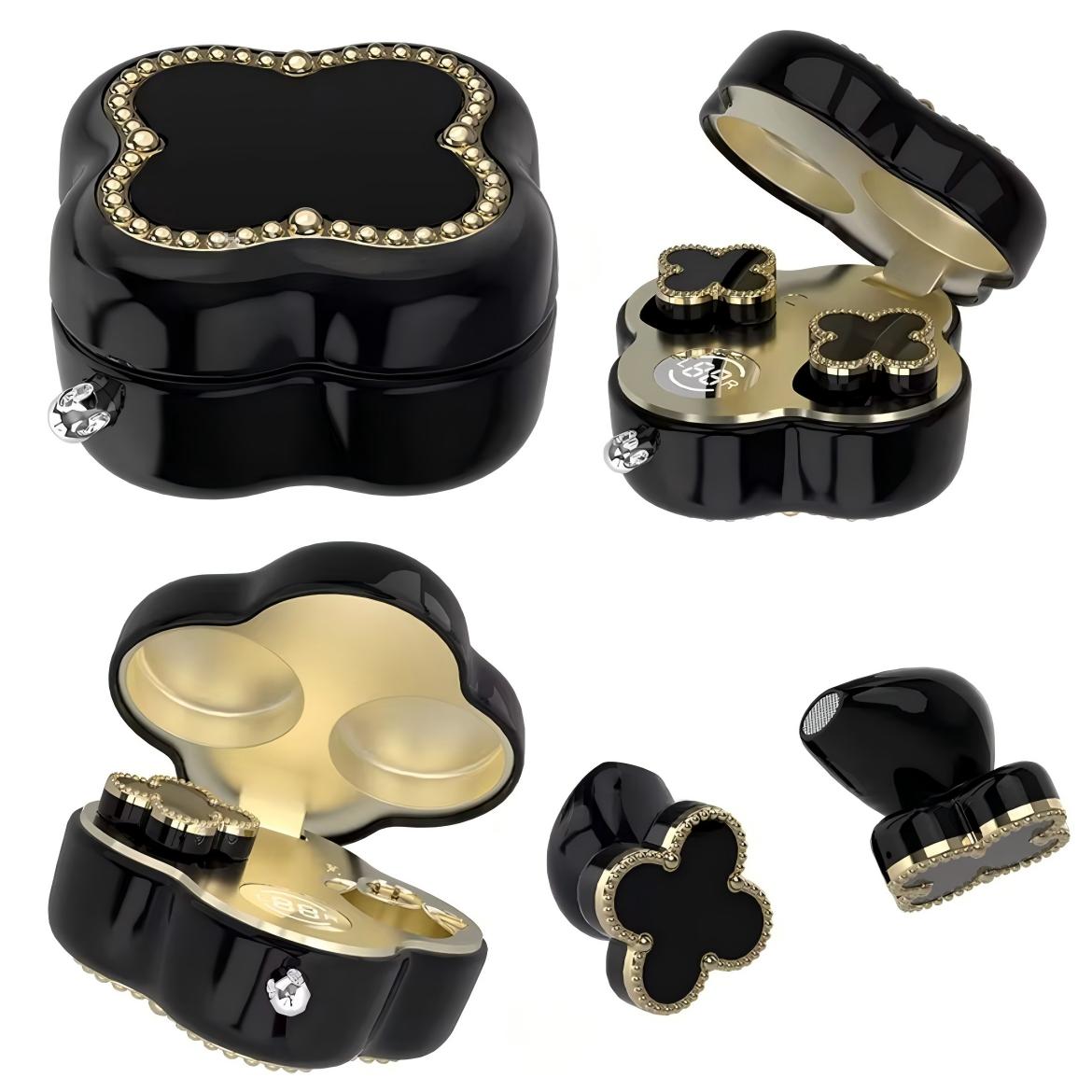 🔥 AQA® Four-Leaf Clover AI Translator Wireless Earbuds 🎀 Earphones/Translator/Earrings/Necklaces 4 in 1 🌸 Perfect Gift 🎁