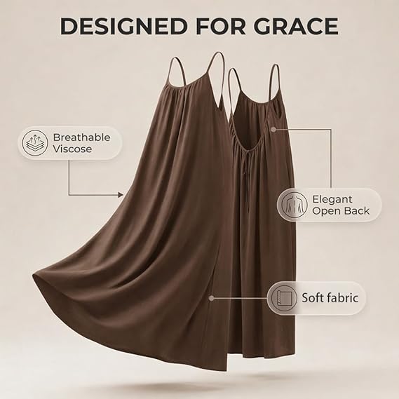 Women’s Backless Lounge Dress – Cozy, Layer-Friendly Winter Home Wear.