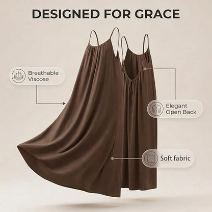 Women’s Backless Lounge Dress – Cozy, Layer-Friendly Winter Home Wear.