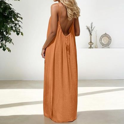 Women’s Backless Lounge Dress – Cozy, Layer-Friendly Winter Home Wear.