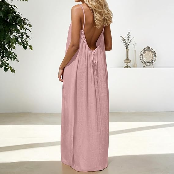 Women’s Backless Lounge Dress – Cozy, Layer-Friendly Winter Home Wear.