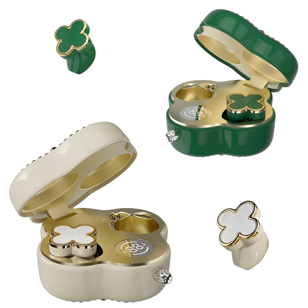 🔥 AQA® Four-Leaf Clover AI Translator Wireless Earbuds 🎀 Earphones/Translator/Earrings/Necklaces 4 in 1 🌸 Perfect Gift 🎁