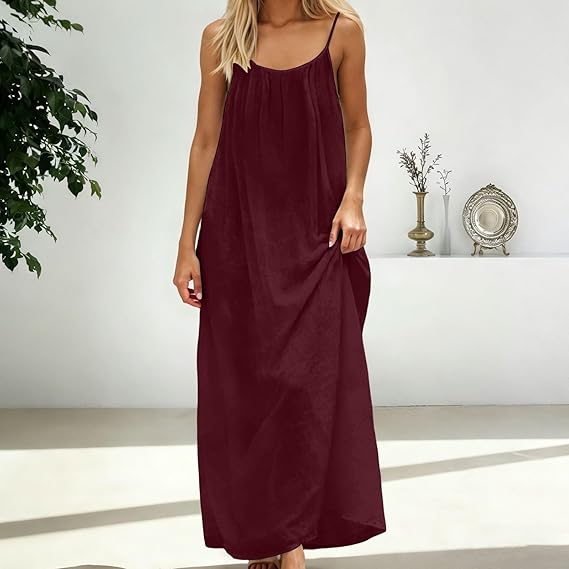 Women’s Backless Lounge Dress – Cozy, Layer-Friendly Winter Home Wear.
