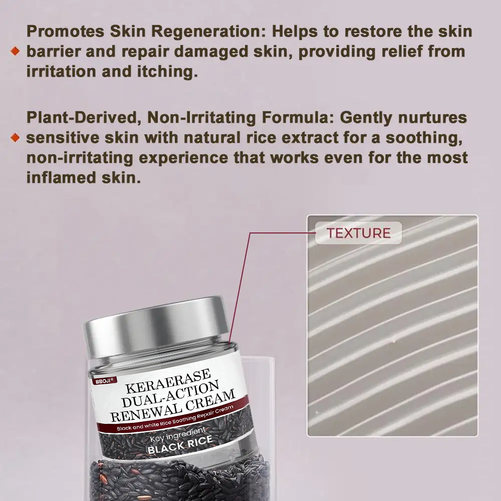 BBOJI® KeraErase Dual-Action Renewal Cream | Black Rice Skin Repair Essence Cream (Removes warts and skin growths, improves keratin buildup and seborrheic dermatitis, follicular keratosis, age spots, and bruising)