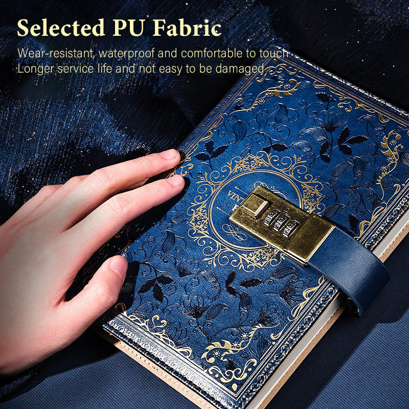 🔥Password-protected lockable diary/simple notebook/European retro style journal/notebook - thickened