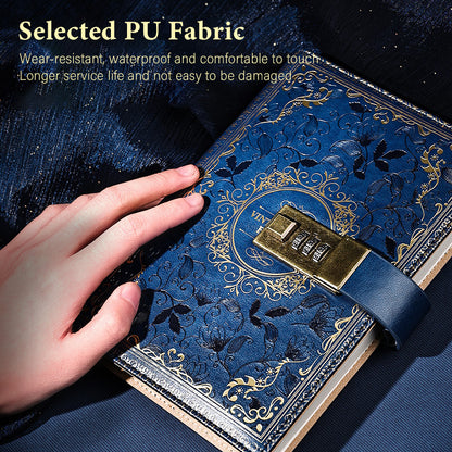 🔥Password-protected lockable diary/simple notebook/European retro style journal/notebook - thickened