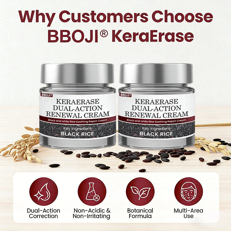 BBOJI® KeraErase Dual-Action Renewal Cream | Black Rice Skin Repair Essence Cream (Removes warts and skin growths, improves keratin buildup and seborrheic dermatitis, follicular keratosis, age spots, and bruising)