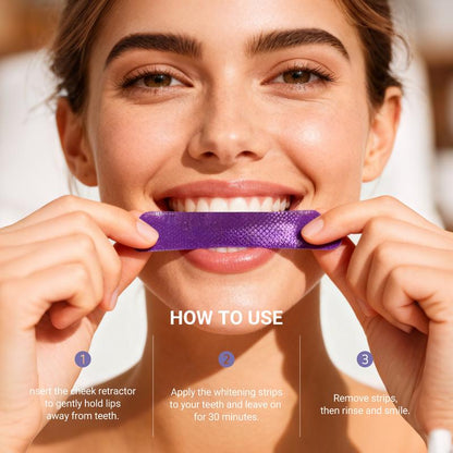 Purple Teeth Whitening Strips With Free Cheek Retractor