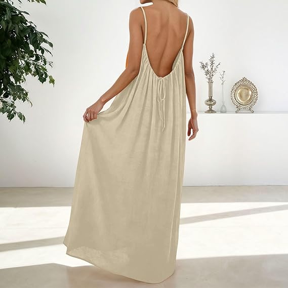 Women’s Backless Lounge Dress – Cozy, Layer-Friendly Winter Home Wear.
