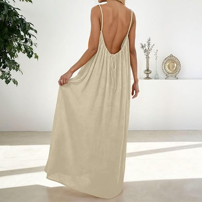 Women’s Backless Lounge Dress – Cozy, Layer-Friendly Winter Home Wear.