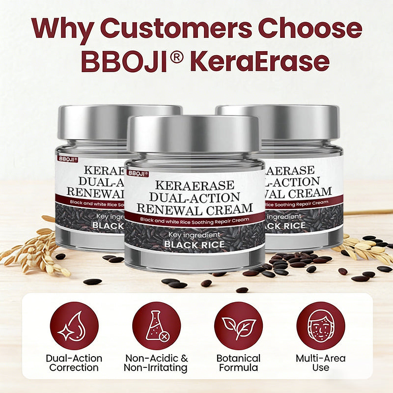 BBOJI® KeraErase Dual-Action Renewal Cream | Black Rice Skin Repair Essence Cream (Removes warts and skin growths, improves keratin buildup and seborrheic dermatitis, follicular keratosis, age spots, and bruising)