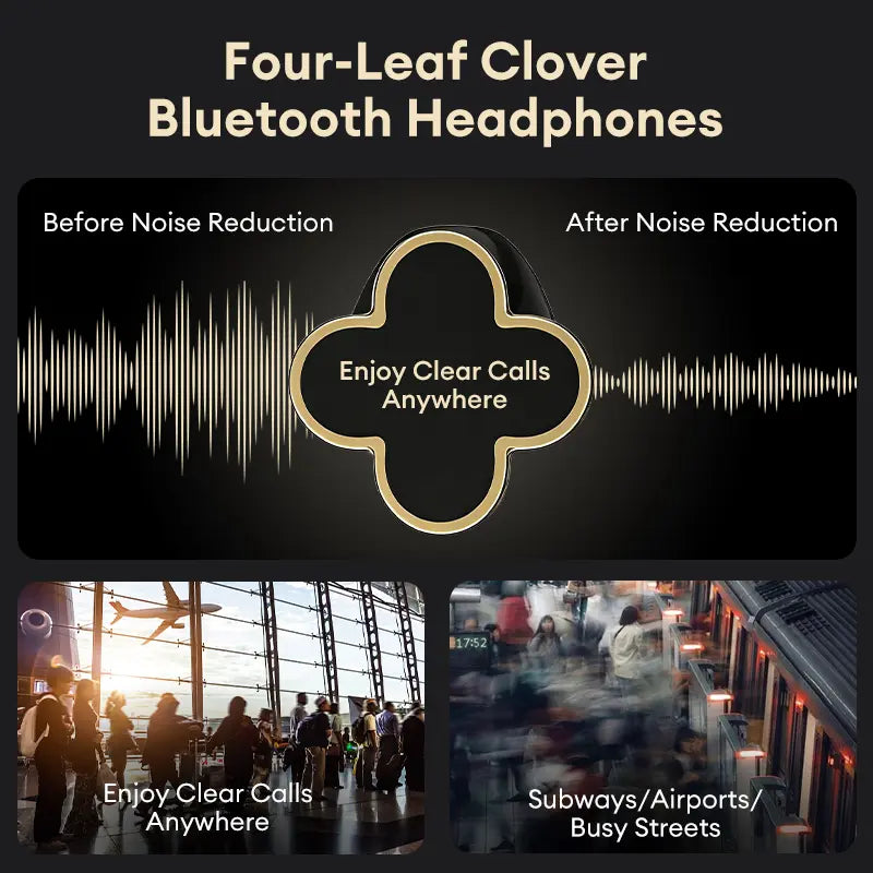 🔥 AQA® Four-Leaf Clover AI Translator Wireless Earbuds 🎀 Earphones/Translator/Earrings/Necklaces 4 in 1 🌸 Perfect Gift 🎁