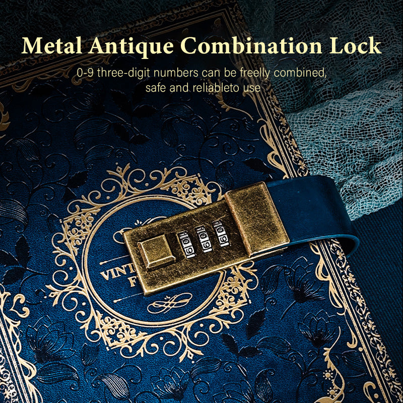 🔥Password-protected lockable diary/simple notebook/European retro style journal/notebook - thickened