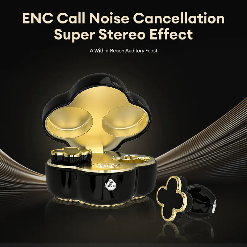 🔥 AQA® Four-Leaf Clover AI Translator Wireless Earbuds 🎀 Earphones/Translator/Earrings/Necklaces 4 in 1 🌸 Perfect Gift 🎁