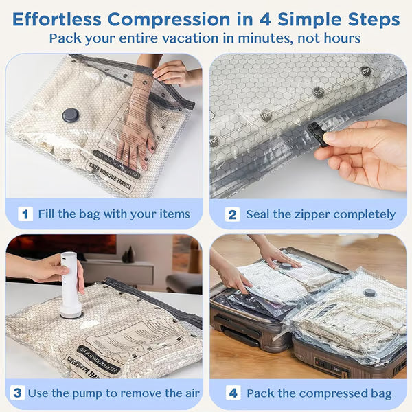 🔥QIAWI® Cordless Travel Vacuum Pump + Storage Compression Bag Set