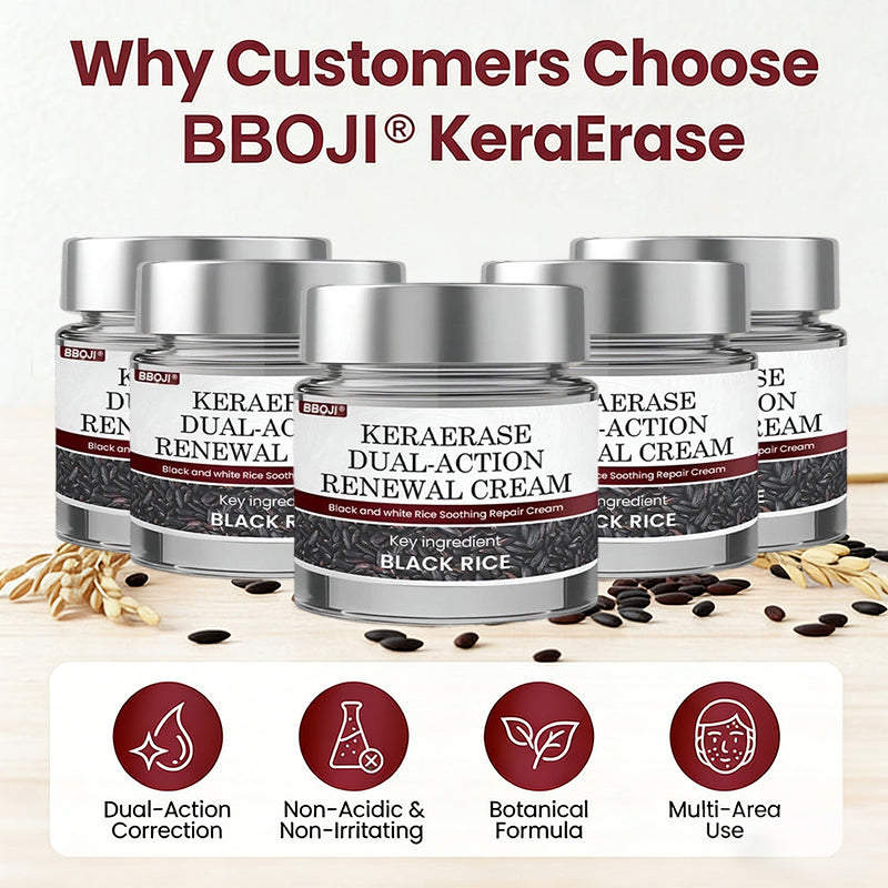 BBOJI® KeraErase Dual-Action Renewal Cream | Black Rice Skin Repair Essence Cream (Removes warts and skin growths, improves keratin buildup and seborrheic dermatitis, follicular keratosis, age spots, and bruising)