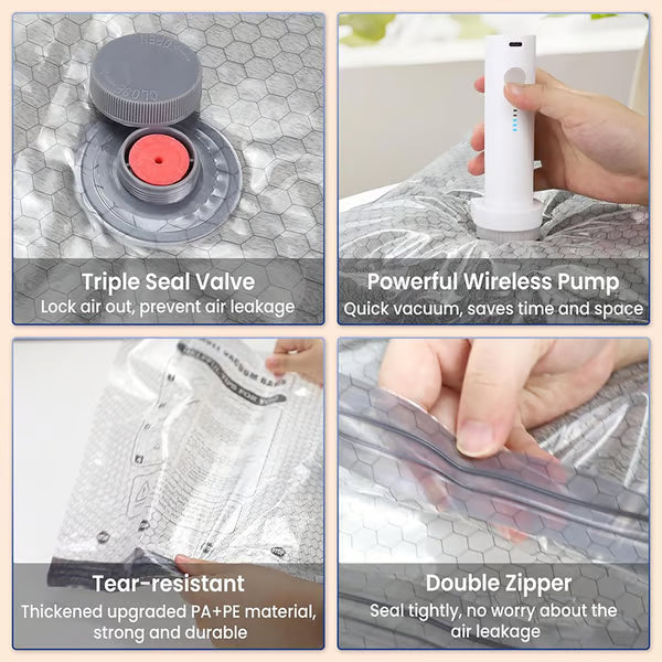 🔥QIAWI® Cordless Travel Vacuum Pump + Storage Compression Bag Set