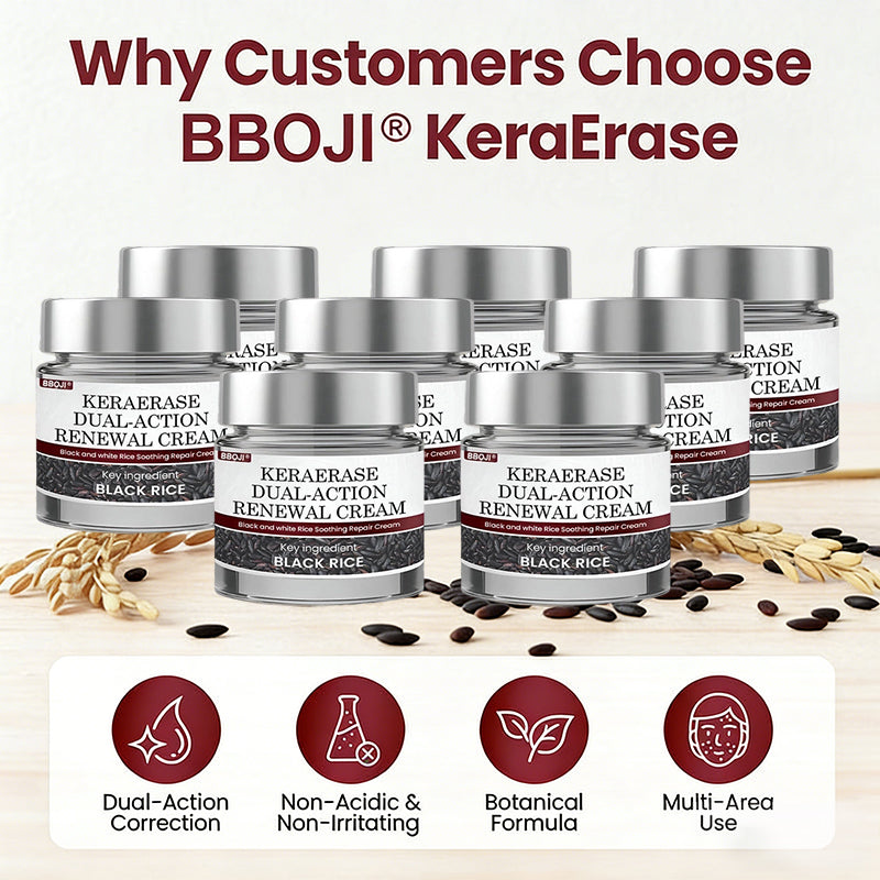 BBOJI® KeraErase Dual-Action Renewal Cream | Black Rice Skin Repair Essence Cream (Removes warts and skin growths, improves keratin buildup and seborrheic dermatitis, follicular keratosis, age spots, and bruising)