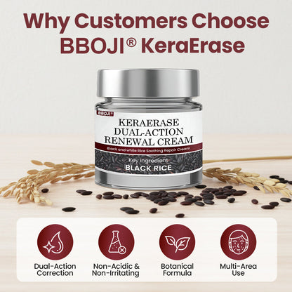 BBOJI® KeraErase Dual-Action Renewal Cream | Black Rice Skin Repair Essence Cream (Removes warts and skin growths, improves keratin buildup and seborrheic dermatitis, follicular keratosis, age spots, and bruising)