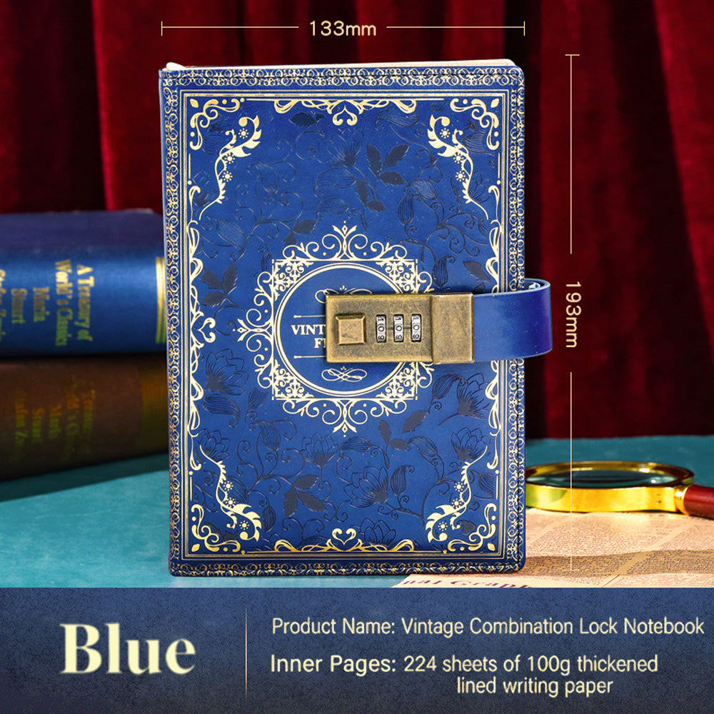 Notebook + Pen Set 🔥Password-protected lockable diary/simple notebook/European retro style journal/notebook - thickened