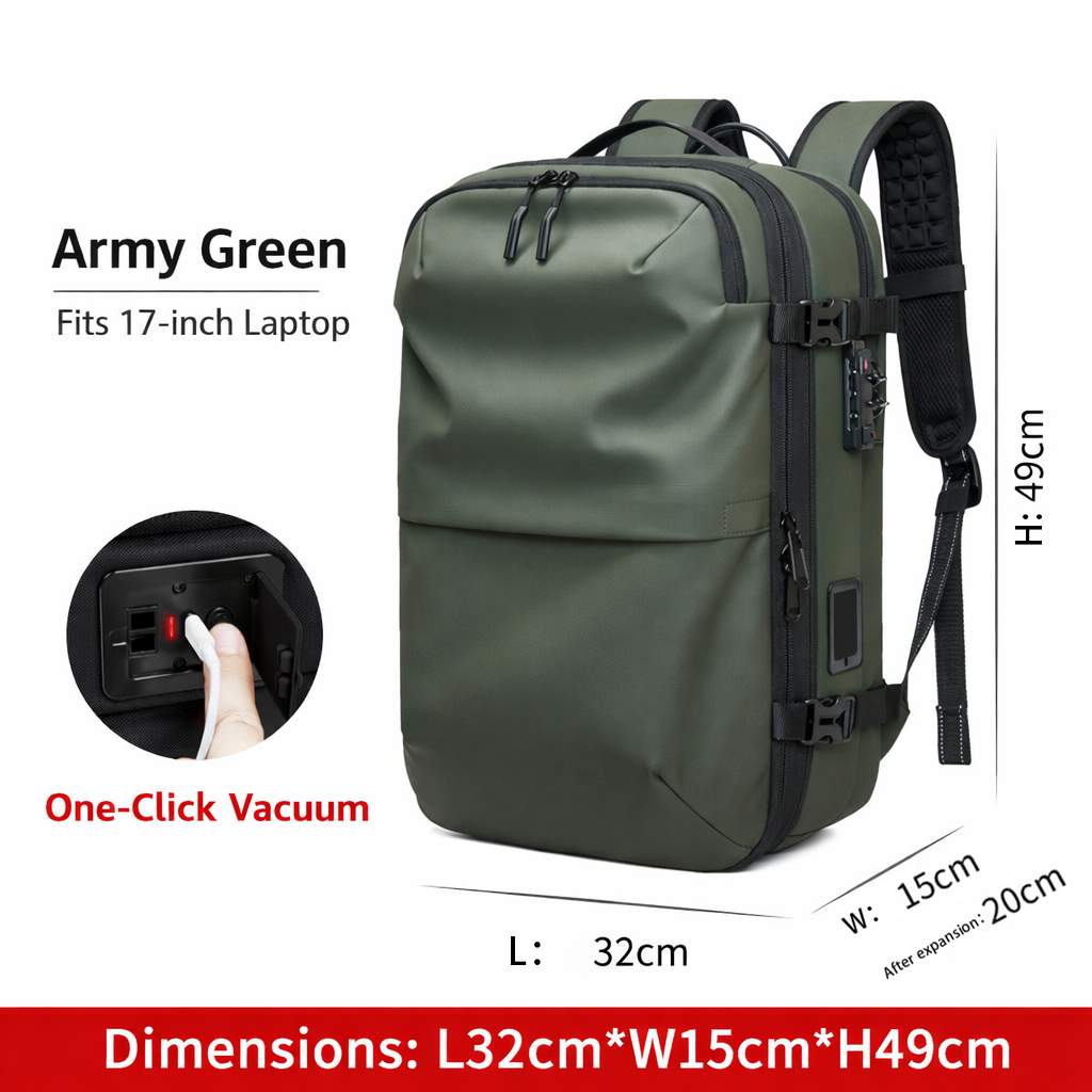A vacuum-compression backpack designed — durable, well-structured, and built to carry more for everyday versatility.