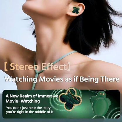 🔥 AQA® Four-Leaf Clover AI Translator Wireless Earbuds 🎀 Earphones/Translator/Earrings/Necklaces 4 in 1 🌸 Perfect Gift 🎁